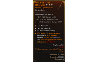 Legendary One-Handed Sword[*75 DMG_Vulnerable | *182 WP | *685 Life]