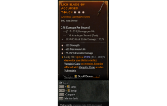 Legendary One-Handed Sword[*75 DMG_Vulnerable | *182 STR | *685 Life]