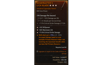 Legendary One-Handed Sword[*75 DMG_Crit | *182 WP | *685 Life]