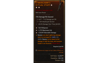 Legendary Staff[*150 DMG_Vulnerable | *363 WP | *1370 Life]