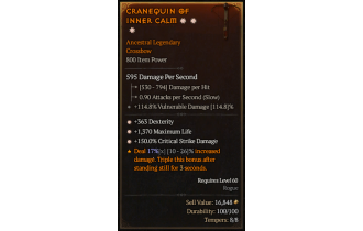 Legendary Crossbow[*150 DMG_Crit | *363 DEX | *1370 Life]