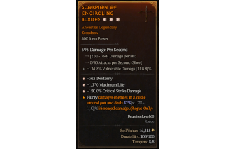 Legendary Crossbow[*150 DMG_Crit | *363 DEX | *1370 Life]