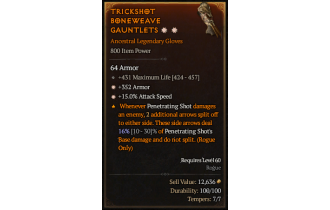 Legendary Gloves[*15 ATKSPD | *352 Armor | 431 Life]