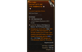 Legendary Gloves[*68.7 LH:Res | *685 Life]