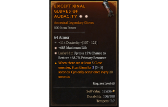 Legendary Gloves[*68.7 LH:Res | *685 Life | 114 DEX]