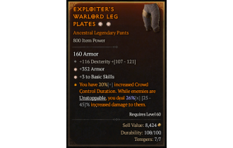 Legendary Pants[*3 BasicSkills | *352 Armor | 116 DEX]