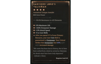 Banished Lord's Talisman [Max Unique | ⭐️ 4 Greater | Amulet | All]