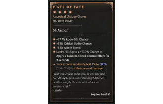 Fists of Fate [Max Unique | ⭐️ 4 Greater | Gloves | All]