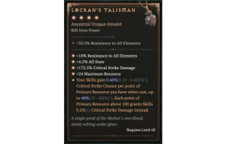 Locran's Talisman [Max Unique | ⭐️ 4 Greater | Amulet | All]