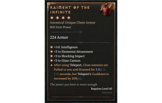 Raiment of the Infinite [Max Unique | ⭐️ 4 Greater | Chest Armor | Sorcerer]