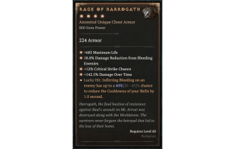 Rage of Harrogath [Max Unique | ⭐️ 4 Greater | Chest Armor | Barbarian]