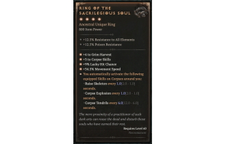 Ring of the Sacrilegious Soul [Max Unique | ⭐️ 4 Greater | Ring | Necromancer]