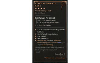 Staff of Endless Rage [Max Unique | ⭐️ 4 Greater | Staff | Sorcerer]