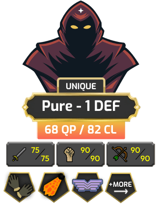 Pure - 1 DEF | TTL: 913 | CL: 82 | QP: 68 [75 ATT | 90 STR | 90 RAN | 99 Mage  + MORE!]