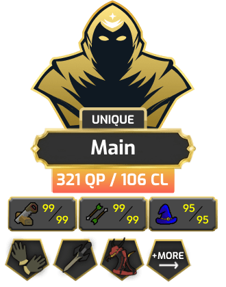 Quest Cape Main | TTL: 1824 | CL: 106 | QP: 321 [B Gloves, Defender, DS2, Fire Cape, Piety, Quest Cape, Max POH, MM2 + MORE!]