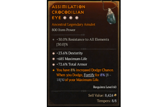 Legendary Amulet[*72.6 TA | *23.6% DEX | *685 Life]