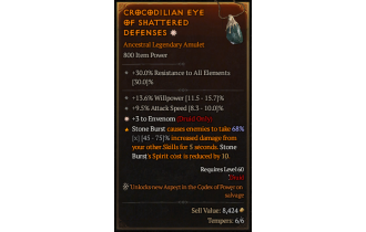 Legendary Amulet[Druid | *3 Envenom | 9.5 ATKSPD | 13.6% WP]