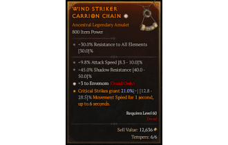 Legendary Amulet[Druid | *3 Envenom | 9.8 ATKSPD]