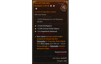 Legendary Amulet[Necromancer | *3 ImperfectlyBalanced | *12 Crit | *23.6% INT]