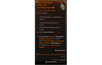 Legendary Amulet[Barbarian | *3 Counteroffensive | 22 MS | 50 PR]