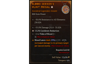 Legendary Amulet[Necromancer | *13.2 CDR | 2 TidesOfBlood | 35 DMG]