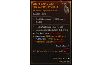 Legendary Amulet[Druid | *3 Envenom | 8.6 CDR | 13% WP]