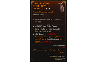 Legendary Amulet[Druid | *3 Envenom | *12 Crit]