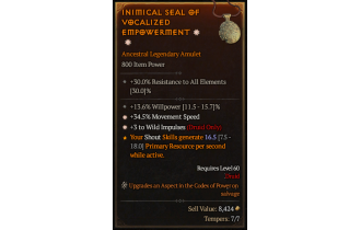 Legendary Amulet[Druid | *3 WildImpulses | *34.5 MS | 13.6% WP]