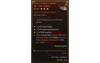 Legendary Amulet[Druid | *3 WildImpulses | *15 ATKSPD | *75 LR]