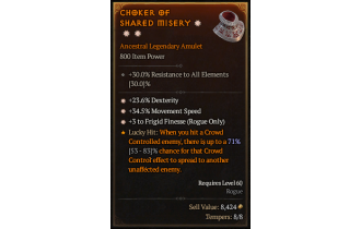 Legendary Amulet[Rogue | *3 FrigidFinesse | *34.5 MS | *23.6% DEX]