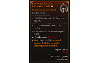 Legendary Amulet[Druid | *3 Envenom | 22 MS]