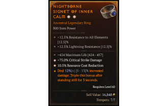 Legendary Ring[*75 DMG_Crit | *10.5 RCR | 424 Life]