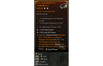 Legendary Ring[*15 ATKSPD | *9 LHC | 457 Life]