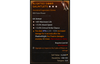 Legendary Gloves[*12 Crit | *15 ATKSPD | *685 Life]