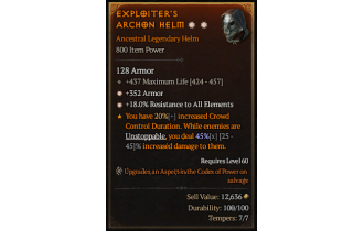 Legendary Helm[*18 ResistAll | *352 Armor | 437 Life]