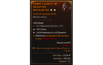 Legendary Helm[*18 ResistAll | *352 Armor | 457 Life]