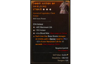 Legendary Chest Armor[Necromancer | *4 BloodMist | *352 Armor | *685 Life]