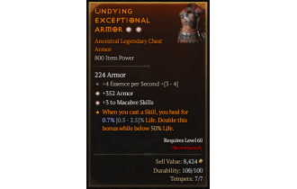 Legendary Chest Armor[Necromancer | *3 Macabre | *352 Armor | 4 ESpS]