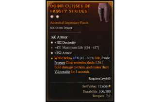 Legendary Pants[*352 Armor | *182 DEX | 431 Life]