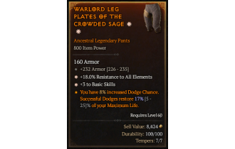 Legendary Pants[*3 BasicSkills | *18 ResistAll | 232 Armor]