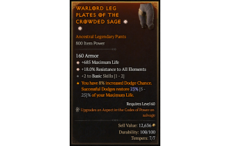 Legendary Pants[*18 ResistAll | *685 Life | 2 BasicSkills]