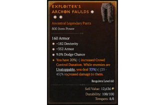 Legendary Pants[*352 Armor | *9 Dodge | *182 DEX]