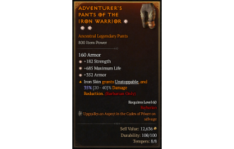 Legendary Pants[*352 Armor | *182 STR | *685 Life]