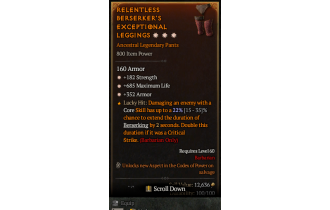 Legendary Pants[*352 Armor | *182 STR | *685 Life]