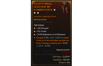 Legendary Pants[*18 ResistAll | *352 Armor | *182 STR]