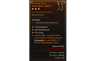 Legendary Boots[*352 Armor | *182 INT | *685 Life]