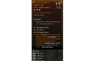 Legendary Boots[*352 Armor | *9 Dodge | *685 Life]