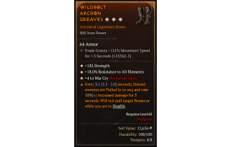 Legendary Boots[Barbarian | *4 WarCry | *18 ResistAll | *182 STR]