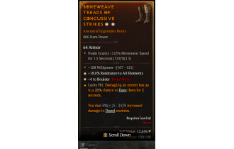 Legendary Boots[Druid | *4 Boulder | *18 ResistAll | 108 WP]