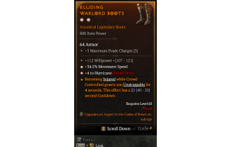 Legendary Boots[Druid | *4 Hurricane | *34.5 MS | 112 WP]